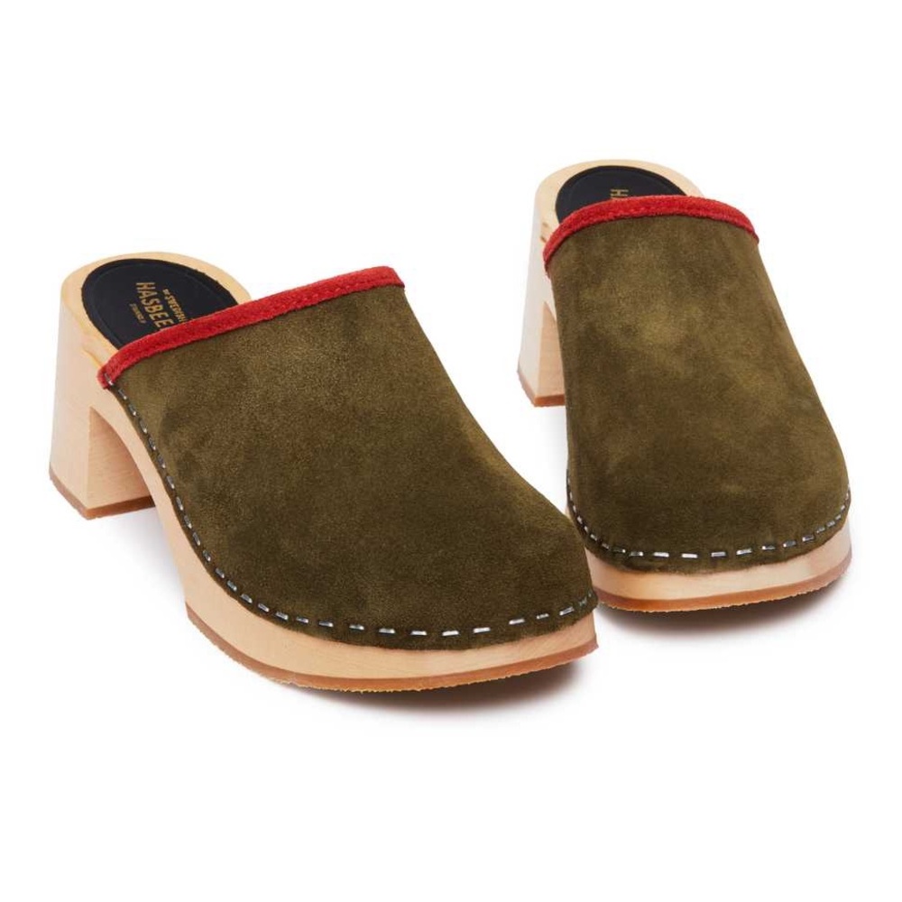 Swedish Hasbeens Suede Clogs